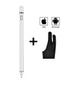 Aktivní stylus a dotykové pero pro mobily a tablety, bílo-stříbrná + rukavice zdarma