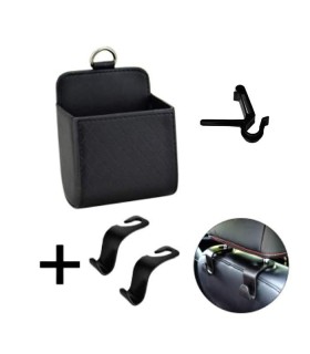 Závěsná kapsa do auta na mobil (Držák mobilu, držák na smartphone) + 2x držák poutko, černá barva